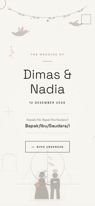 Pratinjau template undangan Minimalist &mdash; Modern Clean — black, white, restrained