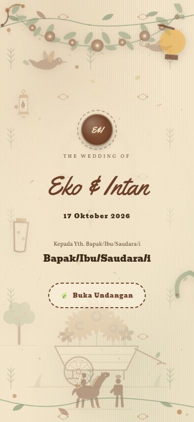 Pratinjau template undangan Rustic &mdash; Countryside Kraft — warm wood & twine