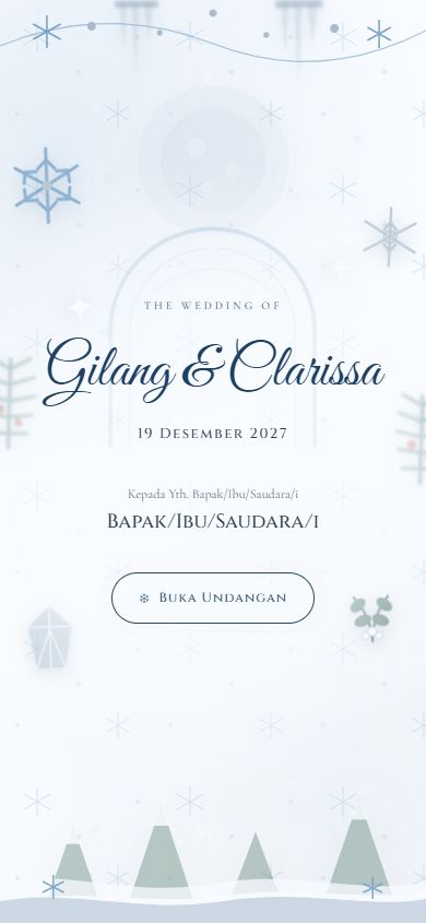 Pratinjau template undangan Winter &mdash; Frost & Silver — tenang dan sedikit magis