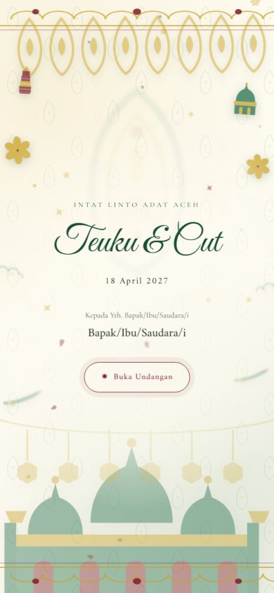 Pratinjau template undangan Adat Aceh &mdash; Pinto Aceh & Bungong Jeumpa — hijau serambi