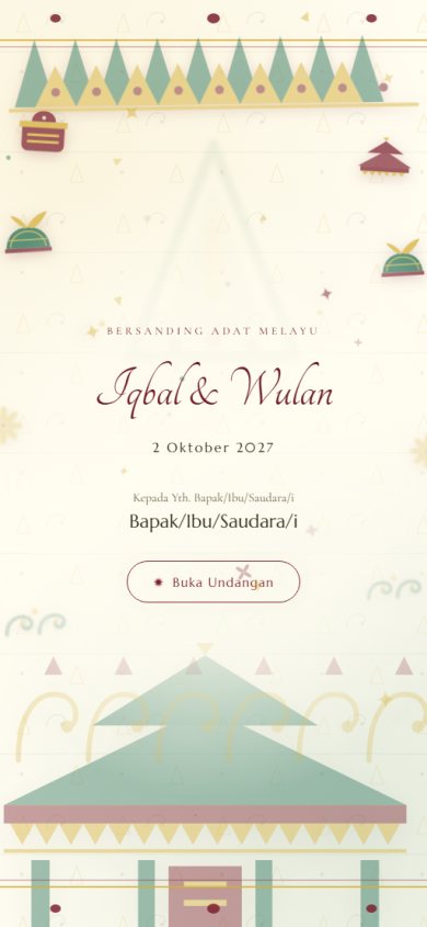 Pratinjau template undangan Adat Melayu &mdash; Tanjak & Pucuk Rebung — kuning diraja