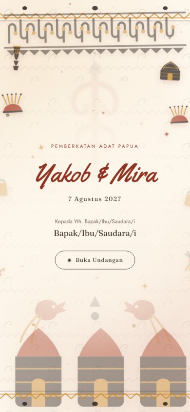 Pratinjau template undangan Adat Papua &mdash; Ukiran Asmat & Cendrawasih — tanah okre